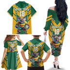 Custom Australia Rugby Family Matching Off The Shoulder Long Sleeve Dress and Hawaiian Shirt Koala Mascot Sporty Style - Aussie Hoodie