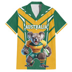 Custom Australia Rugby Family Matching Off The Shoulder Long Sleeve Dress and Hawaiian Shirt Koala Mascot Sporty Style - Aussie Hoodie