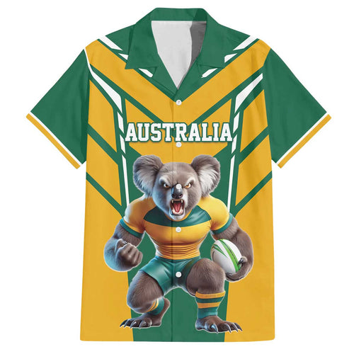 Custom Australia Rugby Family Matching Off The Shoulder Long Sleeve Dress and Hawaiian Shirt Koala Mascot Sporty Style - Aussie Hoodie