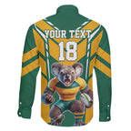 Custom Australia Rugby Family Matching Off The Shoulder Long Sleeve Dress and Hawaiian Shirt Koala Mascot Sporty Style - Aussie Hoodie