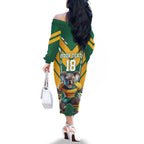 Custom Australia Rugby Family Matching Off The Shoulder Long Sleeve Dress and Hawaiian Shirt Koala Mascot Sporty Style - Aussie Hoodie