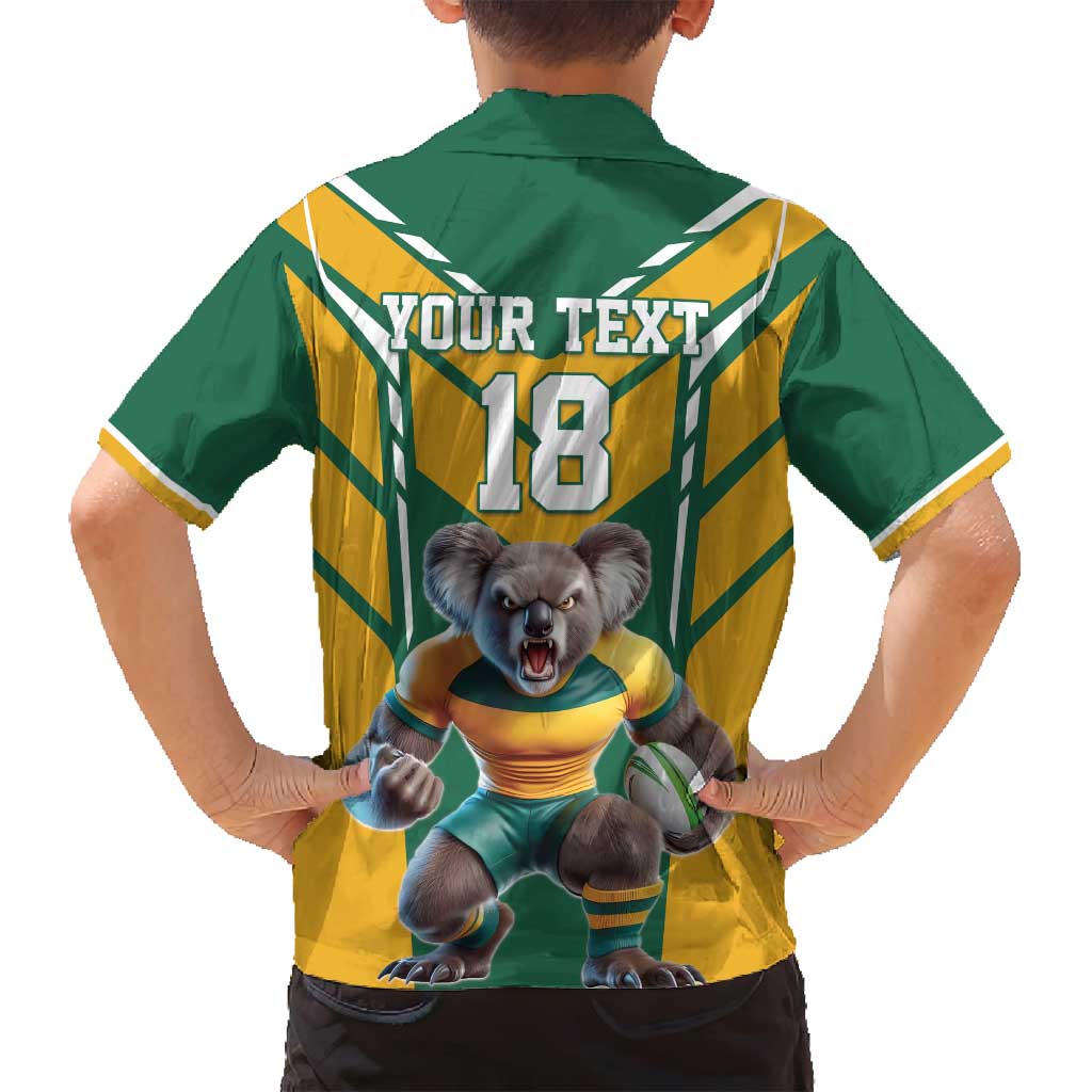 Custom Australia Rugby Family Matching Off Shoulder Maxi Dress and Hawaiian Shirt Koala Mascot Sporty Style - Aussie Hoodie
