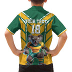 Custom Australia Rugby Family Matching Off Shoulder Maxi Dress and Hawaiian Shirt Koala Mascot Sporty Style - Aussie Hoodie