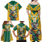 Custom Australia Rugby Family Matching Off Shoulder Maxi Dress and Hawaiian Shirt Koala Mascot Sporty Style - Aussie Hoodie