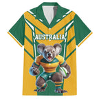 Custom Australia Rugby Family Matching Off Shoulder Maxi Dress and Hawaiian Shirt Koala Mascot Sporty Style - Aussie Hoodie