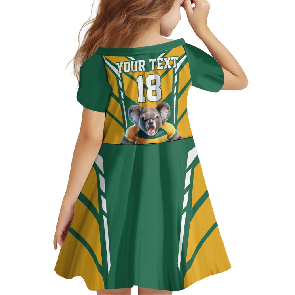 Custom Australia Rugby Family Matching Off Shoulder Short Dress and Hawaiian Shirt Koala Mascot Sporty Style - Aussie Hoodie