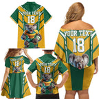 Custom Australia Rugby Family Matching Off Shoulder Short Dress and Hawaiian Shirt Koala Mascot Sporty Style - Aussie Hoodie
