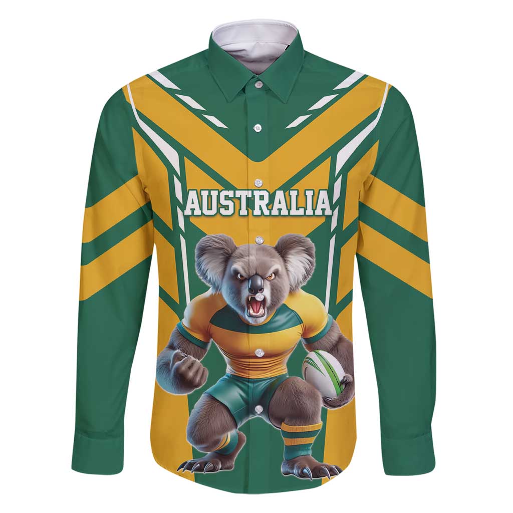 Custom Australia Rugby Family Matching Off Shoulder Short Dress and Hawaiian Shirt Koala Mascot Sporty Style - Aussie Hoodie