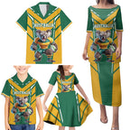 Custom Australia Rugby Family Matching Puletasi and Hawaiian Shirt Koala Mascot Sporty Style - Aussie Hoodie