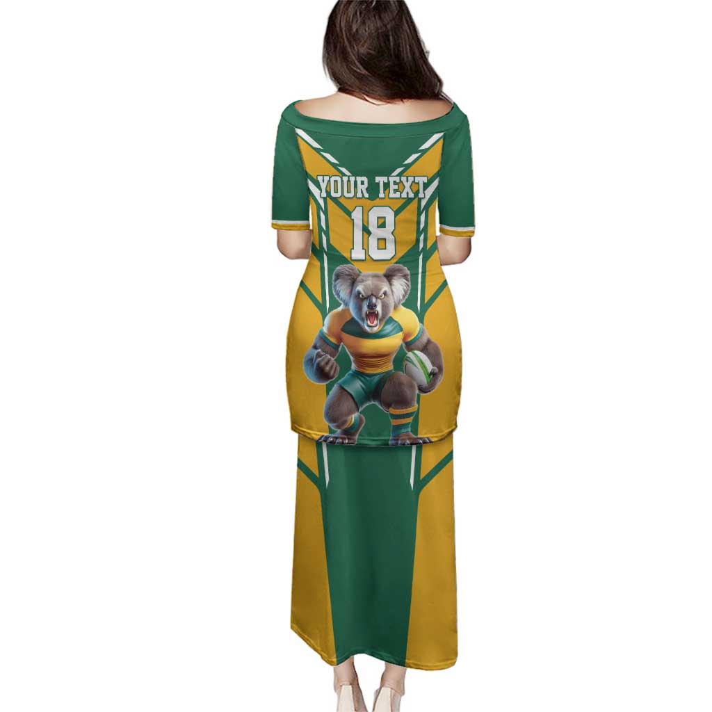 Custom Australia Rugby Family Matching Puletasi and Hawaiian Shirt Koala Mascot Sporty Style - Aussie Hoodie
