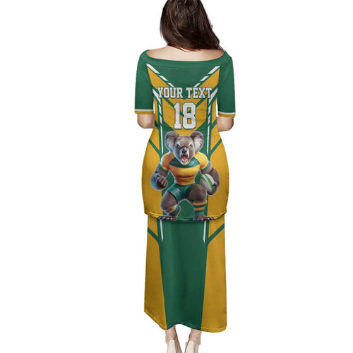 Custom Australia Rugby Family Matching Puletasi and Hawaiian Shirt Koala Mascot Sporty Style - Aussie Hoodie