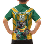 Custom Australia Rugby Family Matching Short Sleeve Bodycon Dress and Hawaiian Shirt Koala Mascot Sporty Style - Aussie Hoodie