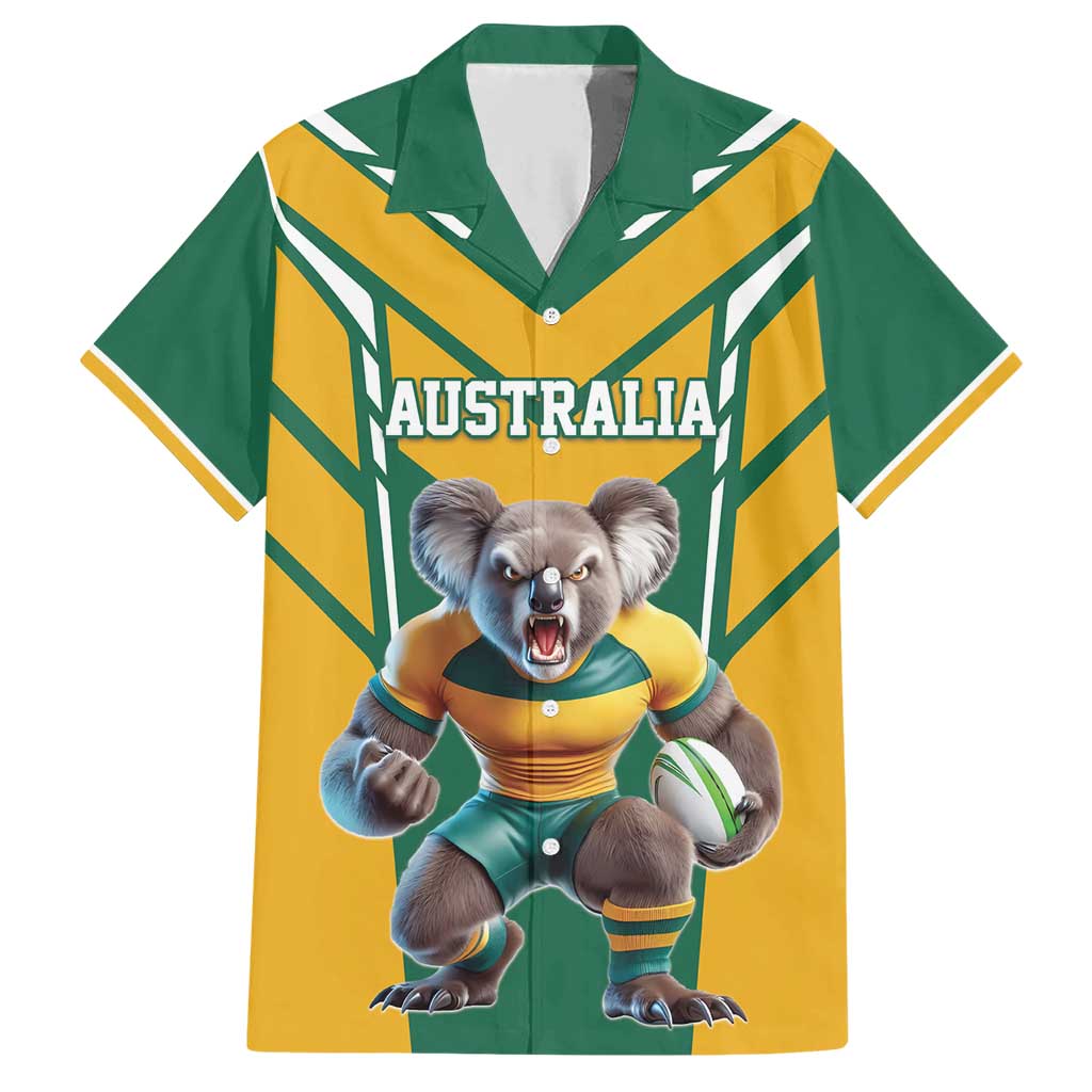 Custom Australia Rugby Family Matching Short Sleeve Bodycon Dress and Hawaiian Shirt Koala Mascot Sporty Style - Aussie Hoodie