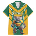 Custom Australia Rugby Family Matching Short Sleeve Bodycon Dress and Hawaiian Shirt Koala Mascot Sporty Style - Aussie Hoodie