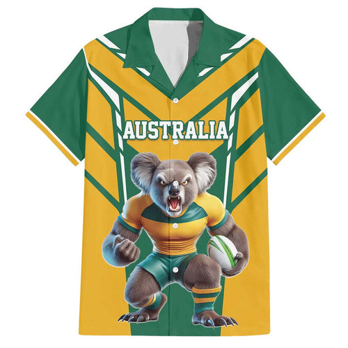 Custom Australia Rugby Family Matching Short Sleeve Bodycon Dress and Hawaiian Shirt Koala Mascot Sporty Style - Aussie Hoodie