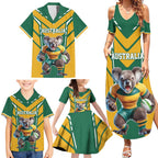 Custom Australia Rugby Family Matching Summer Maxi Dress and Hawaiian Shirt Koala Mascot Sporty Style - Aussie Hoodie
