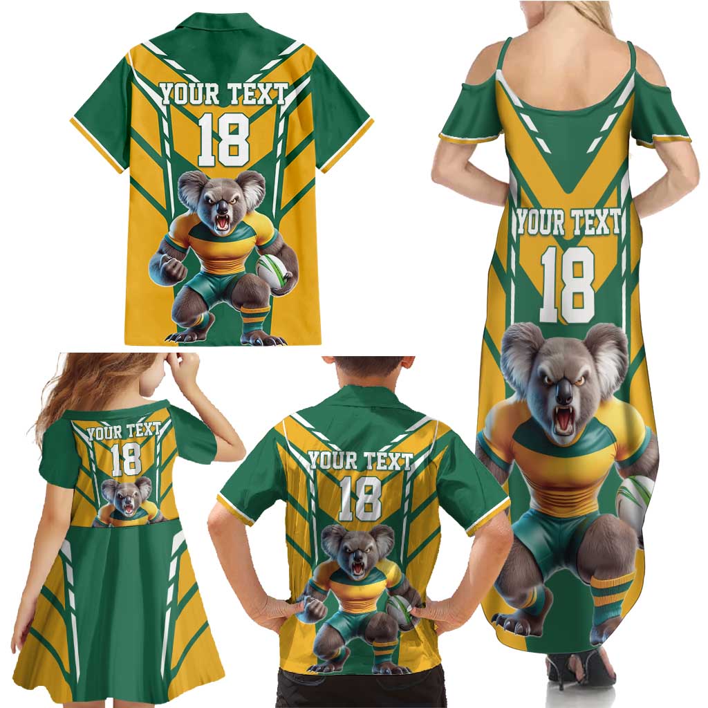 Custom Australia Rugby Family Matching Summer Maxi Dress and Hawaiian Shirt Koala Mascot Sporty Style - Aussie Hoodie