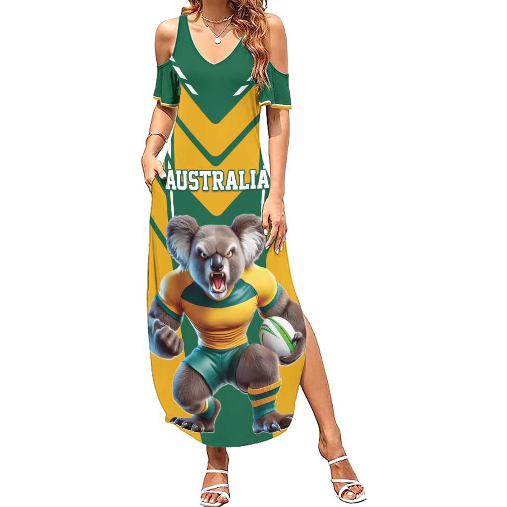 Custom Australia Rugby Family Matching Summer Maxi Dress and Hawaiian Shirt Koala Mascot Sporty Style - Aussie Hoodie