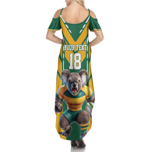Custom Australia Rugby Family Matching Summer Maxi Dress and Hawaiian Shirt Koala Mascot Sporty Style - Aussie Hoodie