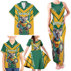 Custom Australia Rugby Family Matching Tank Maxi Dress and Hawaiian Shirt Koala Mascot Sporty Style - Aussie Hoodie