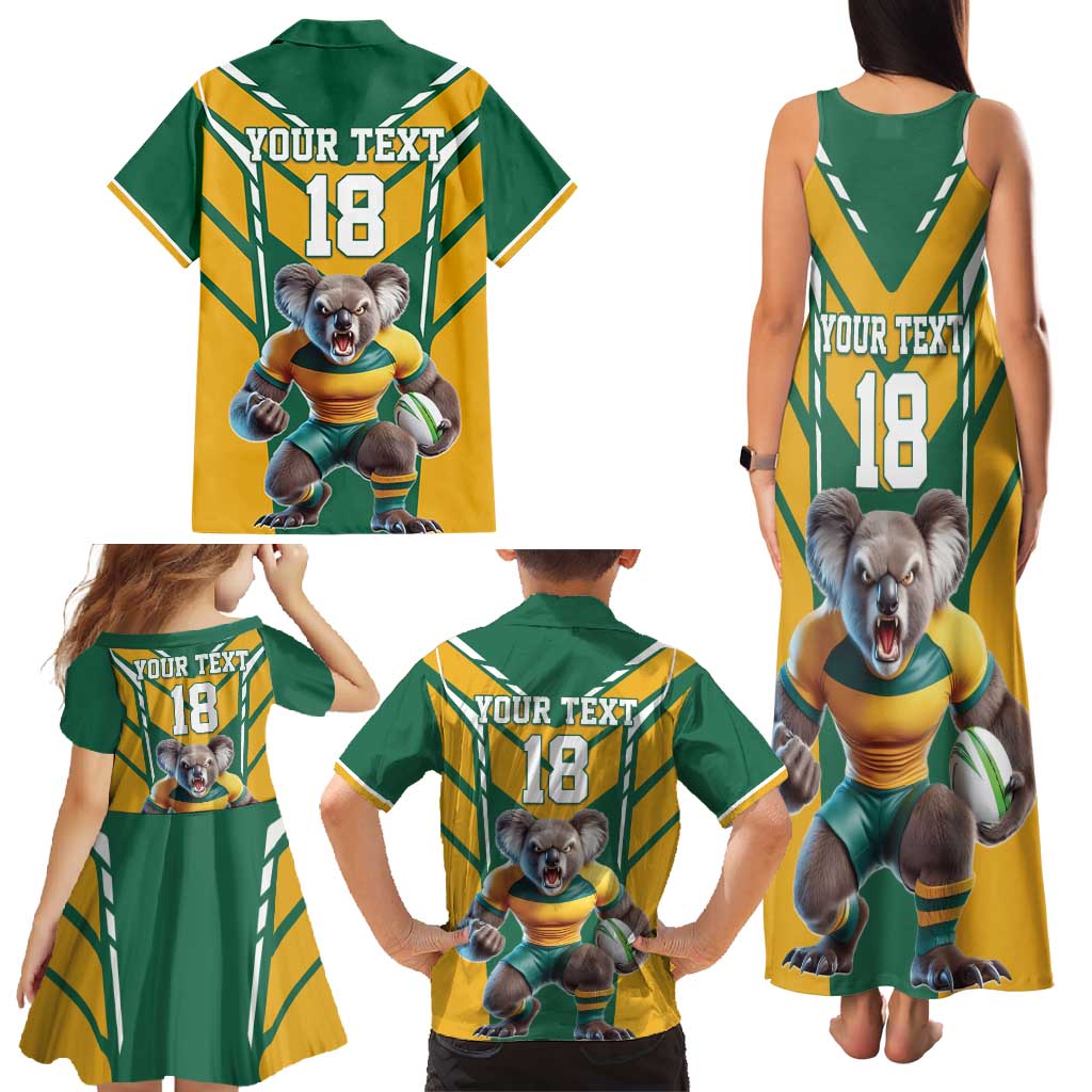 Custom Australia Rugby Family Matching Tank Maxi Dress and Hawaiian Shirt Koala Mascot Sporty Style - Aussie Hoodie