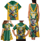 Custom Australia Rugby Family Matching Tank Maxi Dress and Hawaiian Shirt Koala Mascot Sporty Style - Aussie Hoodie