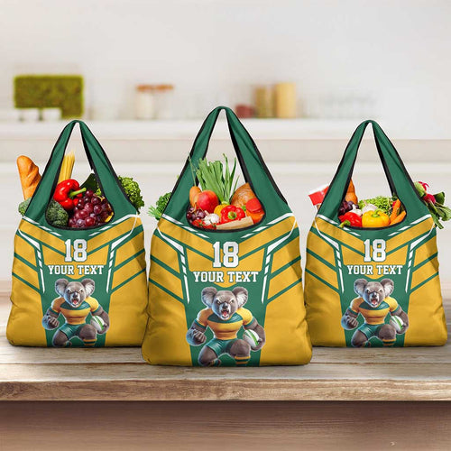 Custom Australia Rugby Grocery Bag Koala Mascot Sporty Style - Aussie Hoodie