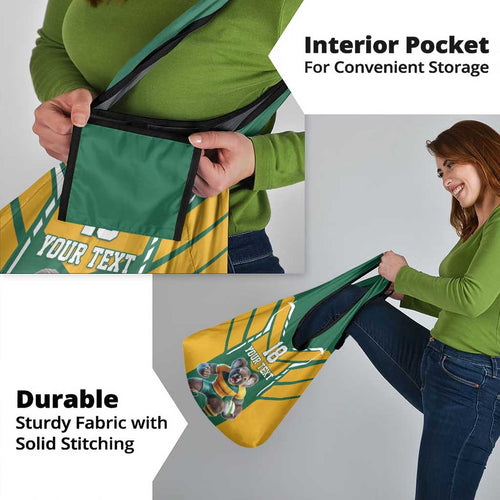Custom Australia Rugby Grocery Bag Koala Mascot Sporty Style - Aussie Hoodie