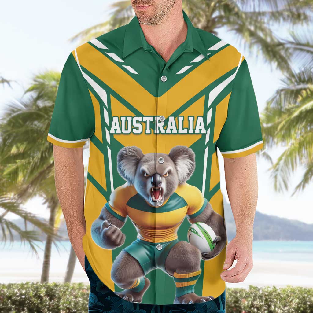 Custom Australia Rugby Hawaiian Shirt Koala Mascot Sporty Style - Aussie Hoodie