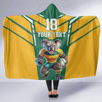 Custom Australia Rugby Hooded Blanket Koala Mascot Sporty Style - Aussie Hoodie
