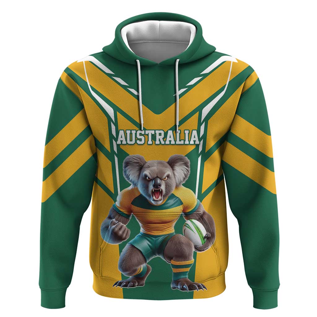 Custom Australia Rugby Hoodie Koala Mascot Sporty Style - Aussie Hoodie