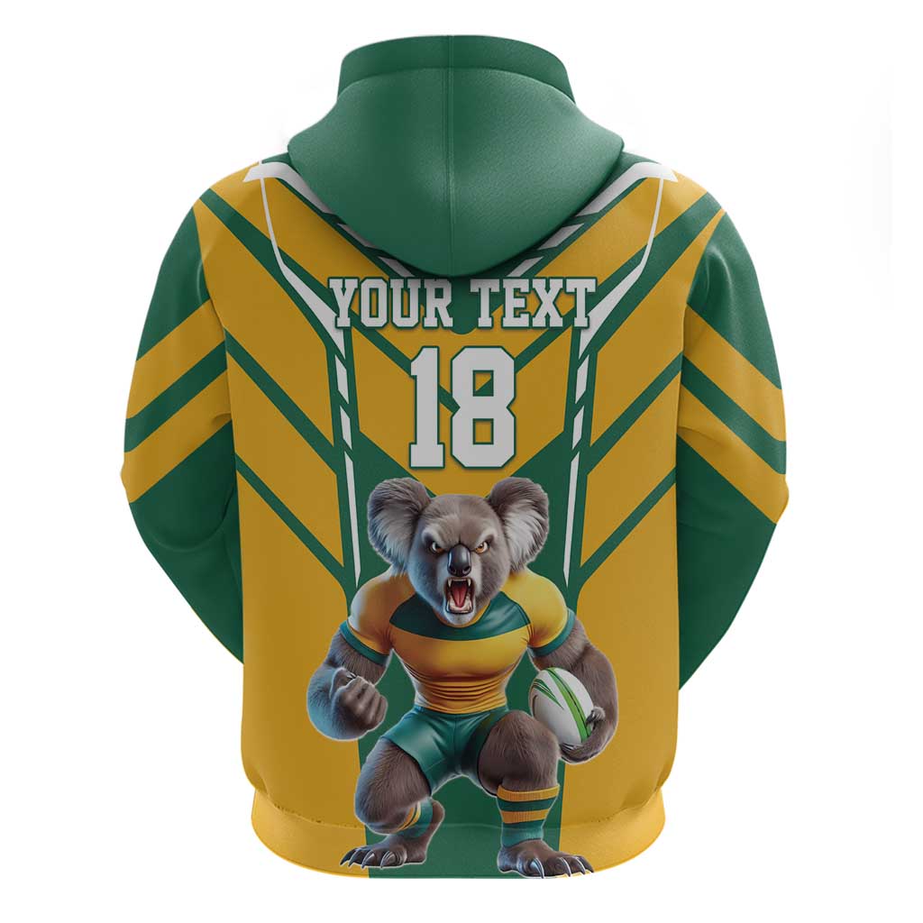 Custom Australia Rugby Hoodie Koala Mascot Sporty Style - Aussie Hoodie