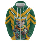 Custom Australia Rugby Hoodie Koala Mascot Sporty Style - Aussie Hoodie