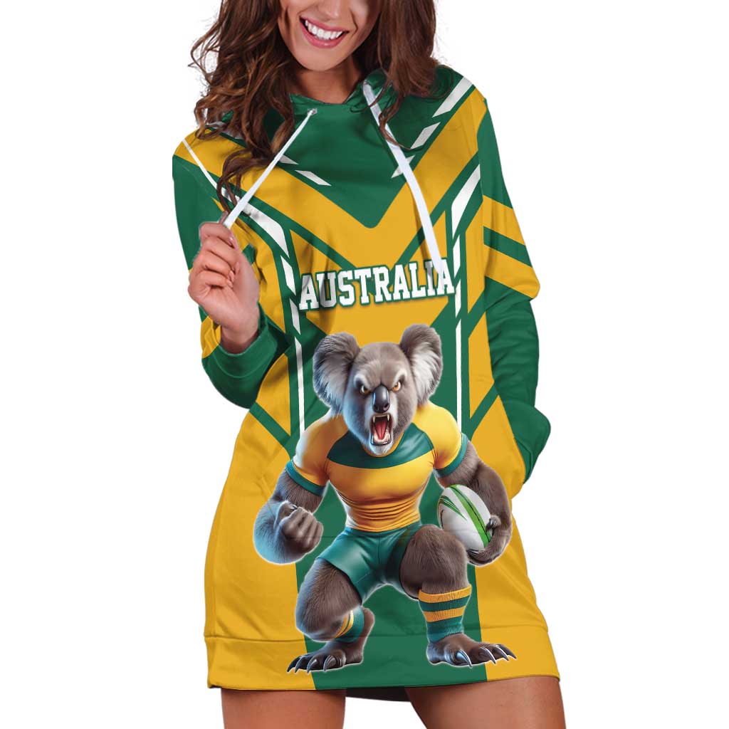 Custom Australia Rugby Hoodie Dress Koala Mascot Sporty Style - Aussie Hoodie
