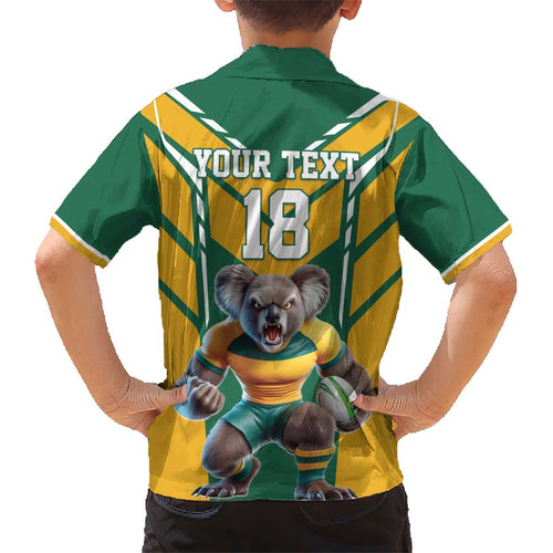 Custom Australia Rugby Kid Hawaiian Shirt Koala Mascot Sporty Style - Aussie Hoodie