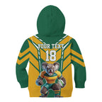 Custom Australia Rugby Kid Hoodie Koala Mascot Sporty Style - Aussie Hoodie