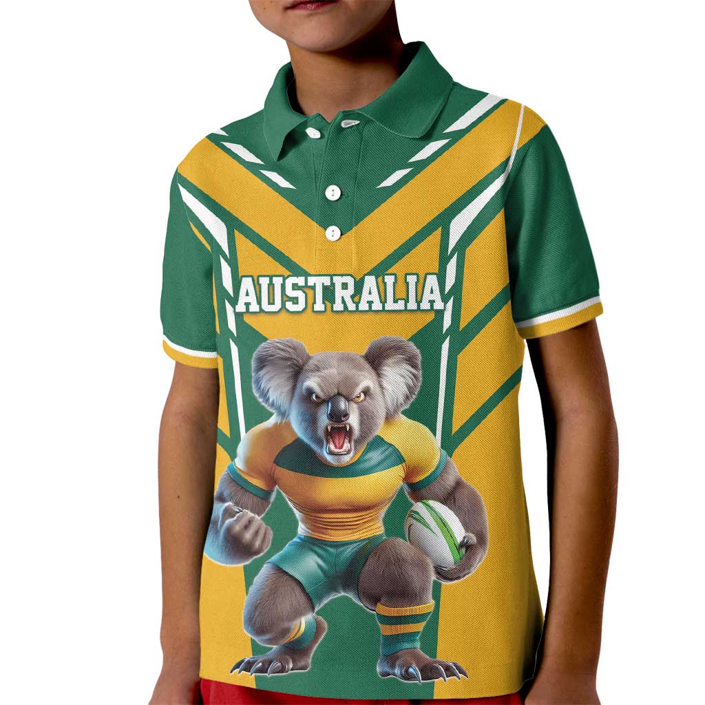 Custom Australia Rugby Kid Polo Shirt Koala Mascot Sporty Style - Aussie Hoodie