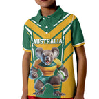 Custom Australia Rugby Kid Polo Shirt Koala Mascot Sporty Style - Aussie Hoodie