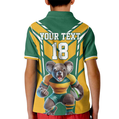 Custom Australia Rugby Kid Polo Shirt Koala Mascot Sporty Style - Aussie Hoodie