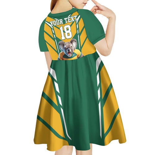 Custom Australia Rugby Kid Short Sleeve Dress Koala Mascot Sporty Style - Aussie Hoodie
