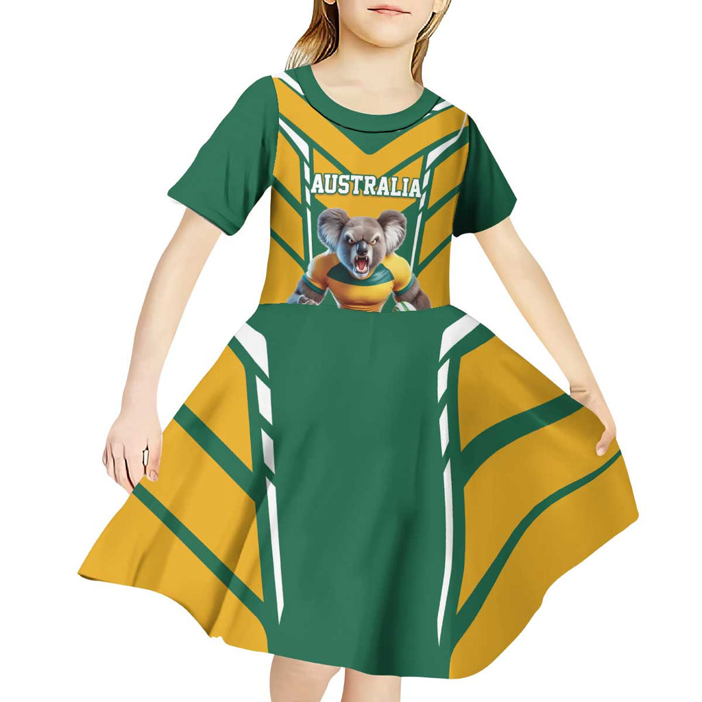 Custom Australia Rugby Kid Short Sleeve Dress Koala Mascot Sporty Style - Aussie Hoodie