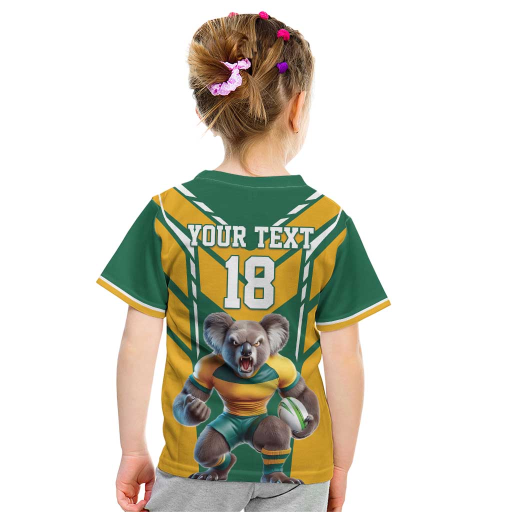 Custom Australia Rugby Kid T Shirt Koala Mascot Sporty Style - Aussie Hoodie