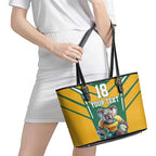Custom Australia Rugby Leather Tote Bag Koala Mascot Sporty Style - Aussie Hoodie