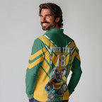 Custom Australia Rugby Long Sleeve Polo Shirt Koala Mascot Sporty Style - Aussie Hoodie
