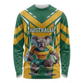 Custom Australia Rugby Long Sleeve Shirt Koala Mascot Sporty Style - Aussie Hoodie