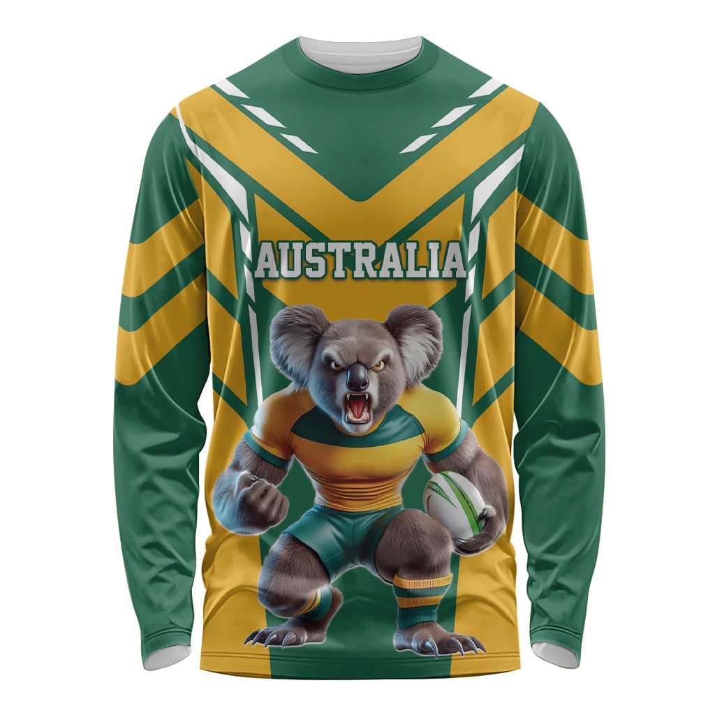 Custom Australia Rugby Long Sleeve Shirt Koala Mascot Sporty Style - Aussie Hoodie