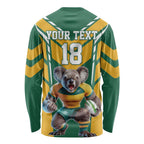 Custom Australia Rugby Long Sleeve Shirt Koala Mascot Sporty Style - Aussie Hoodie