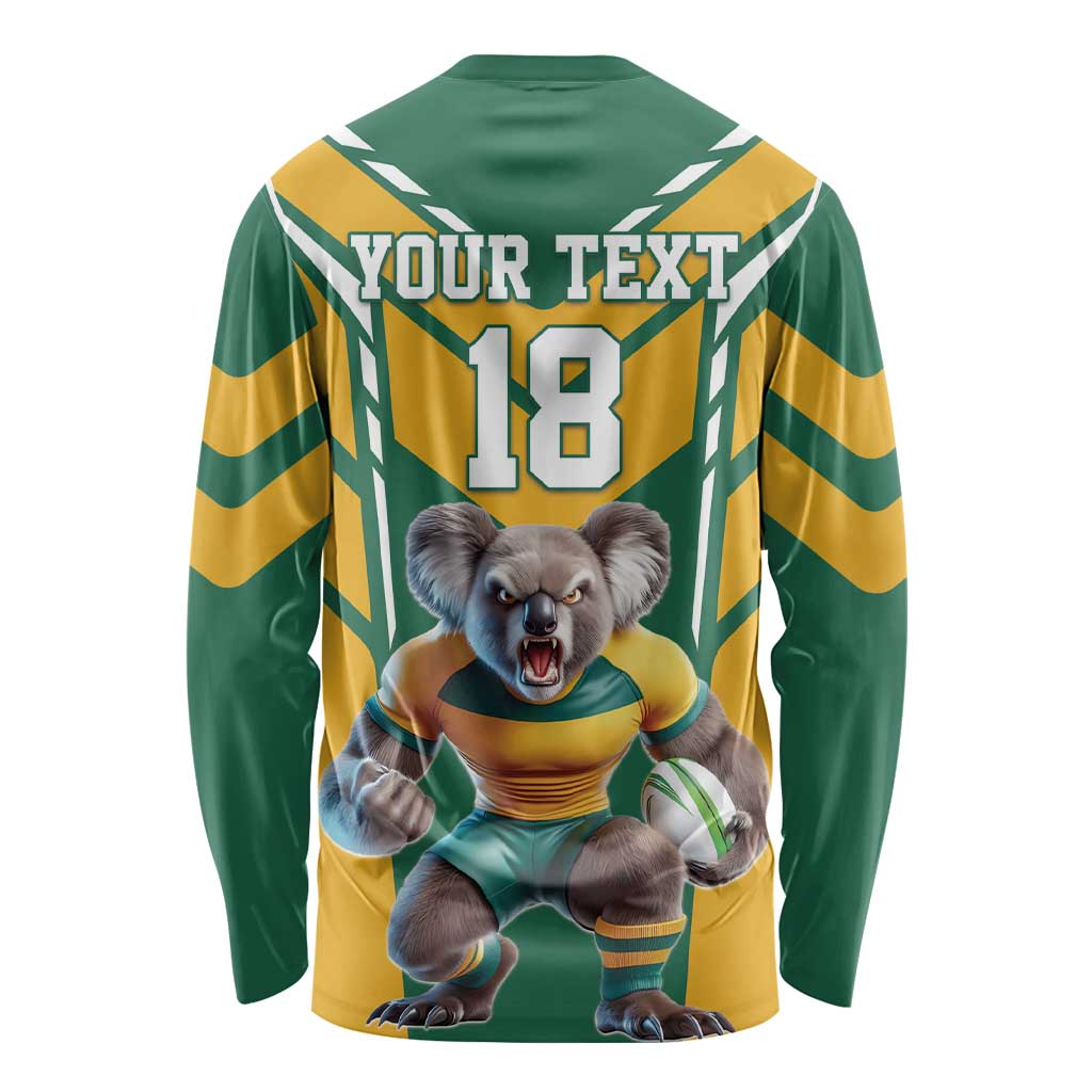 Custom Australia Rugby Long Sleeve Shirt Koala Mascot Sporty Style - Aussie Hoodie