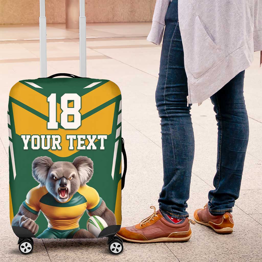 Custom Australia Rugby Luggage Cover Koala Mascot Sporty Style - Aussie Hoodie