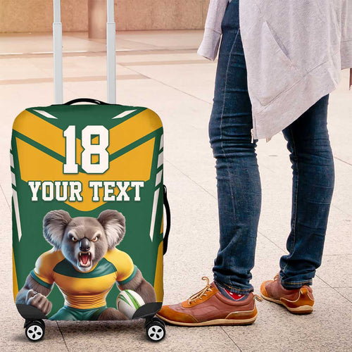 Custom Australia Rugby Luggage Cover Koala Mascot Sporty Style - Aussie Hoodie